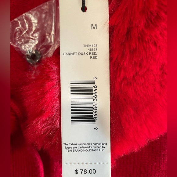 NWT Tahari Button-Down Red Cardigan w/ Faux Fur Trim – Cozy Chic - Picture 10 of 10